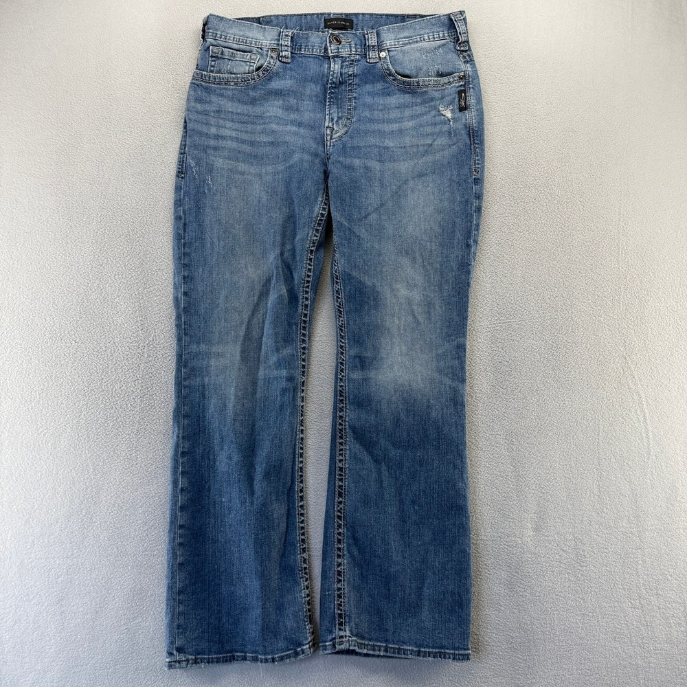 Silver Jeans Co Jeans Mens 34x32 Blue Craig Easy Fit Bootcut Denim Cotton Blend